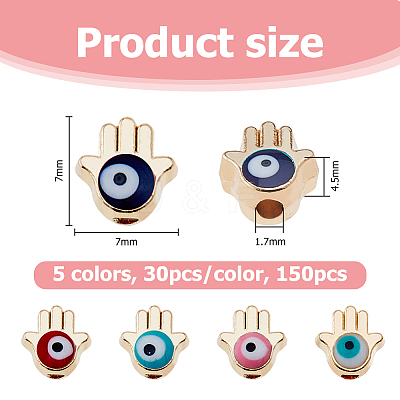 150Pcs 5 Colors Alloy Enamel Beads ENAM-HS0001-04-1
