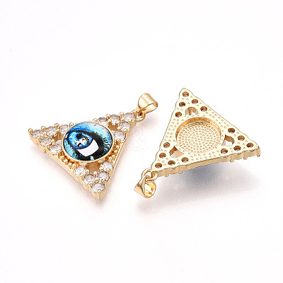 Brass Micro Pave Clear Cubic Zirconia Pendants for Women KK-T070-90A-06-1