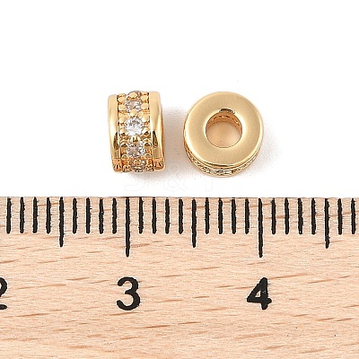 Brass Micro Pave Cubic Zirconia Beads KK-R219-24G-1