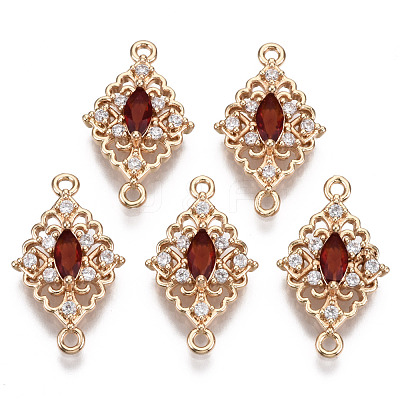 Brass Micro Pave Cubic Zirconia Links Connectors X-KK-R111-010-A02-1
