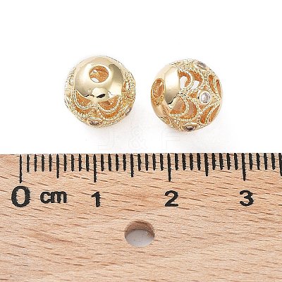 Rack Plating Brass Micro Pave Clear Cubic Zirconia Beads KK-B078-10A-G14-1