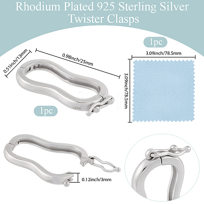 1Pc 925 Sterling Silver Twister Clasps STER-BBC0008-83-1
