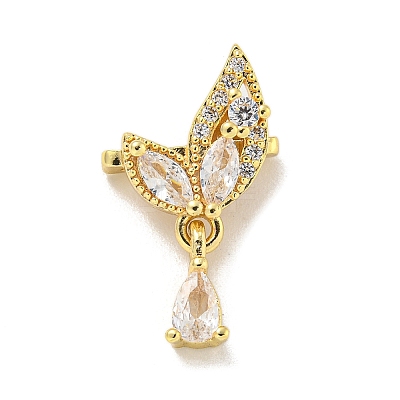 Butterfly Shape Brass Clear Cubic Zirconia Multi-Strand Links KK-L075-010LG-1