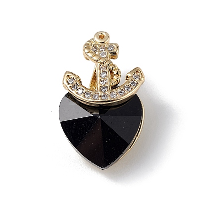 Real 18K Gold Plated Rack Plating Brass Micro Pave Clear Cubic Zirconia Pendants KK-C015-07G-13-1