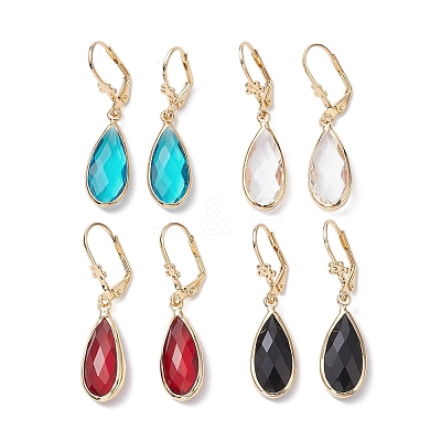 Glass Leverback Earring EJEW-C077-11KCG-1