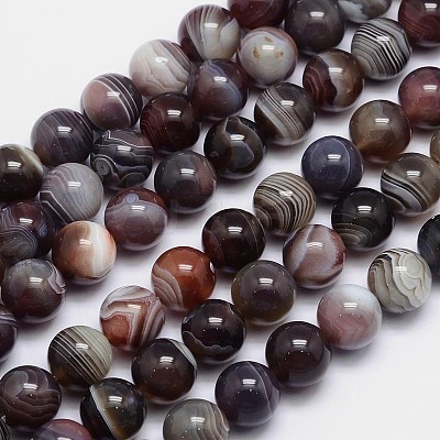 Round Natural Botswana Agate Bead Strands G-I166-02-12mm-1