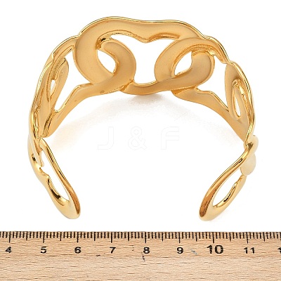 Hollow 304 Stainless Steel Cuff Bangles for Women BJEW-P370-04G-1