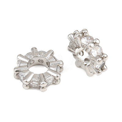 Brass Pave Clear Cubic Zirconia European Beads CU-CBA6A75-21P-1