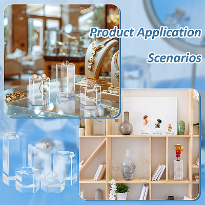 5Pcs 5 Styles Acrylic Hexagon Display Stands OACR-BC0001-22-1