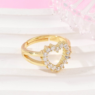 Brass Micro Pave Cubic Zirconia Cuff Rings RJEW-Q030-01A-G-1