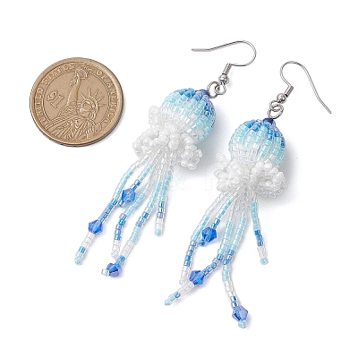 Handmade Glass Seed Beads Pendants Dangle Earrings EJEW-MZ00248-1
