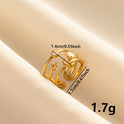 304 Stainless Steel Enamel Cuff Ring HA8093-2-1