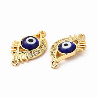 Rack Plating Real 18K Gold Plated Brass Micro Pave Clear Cubic Zirconia Connector Charms ZIRC-L102-08G-01-1