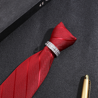 Brass Pave Clear Cubic Zirconia Tie Clips AJEW-WH20020-700P-1