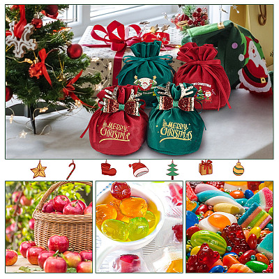 4Pcs 4 Styles Christmas Velvet Candy Apple Bags TP-BC0001-05-1