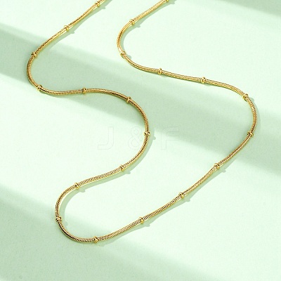 1.2MM 304 Stainless Steel Rondelle Bead Round Snake Chain Necklaces NJEW-K291-03G-1
