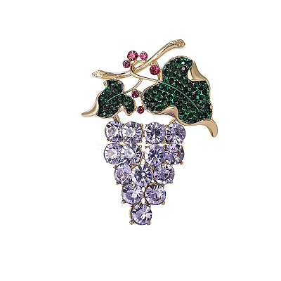 Summer Fashion Alloy Rhinestone Grape Brooch PW-WGA3CE4-02-1
