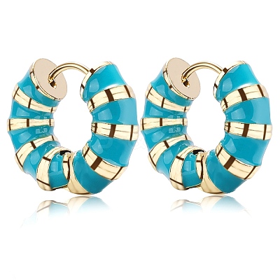 Enamel Striped Thick Hoop Earrings JE1110B-1
