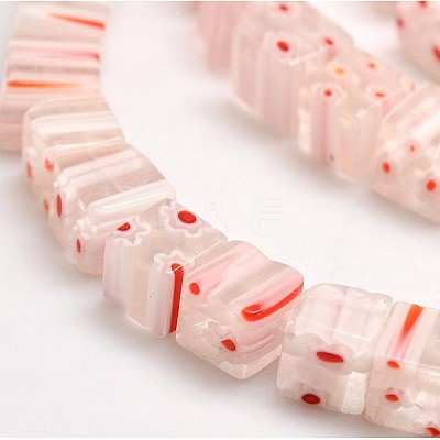 Handmade Millefiori Glass Cube Bead Strands LK-P014-M-1