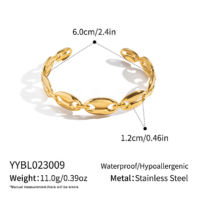 304 Stainless Steel Coffee Bean Open Cuff Bangles for Women GC3572-1