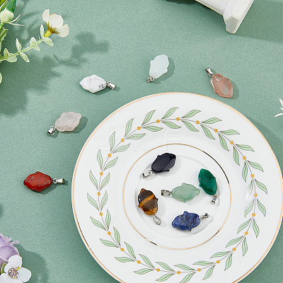 10Pcs 10 Styles Mixed Gemstone Pendants G-HY0001-46-1