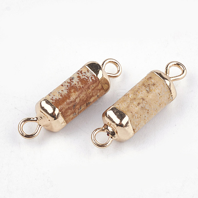 Electroplate Natural Picture Jasper Links connectors G-S344-01F-1
