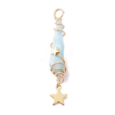 3Pcs 3 Styles Electroplated Natural Quartz Crystal Copper Wire Wrapped Pendants PALLOY-JF02586-02-1