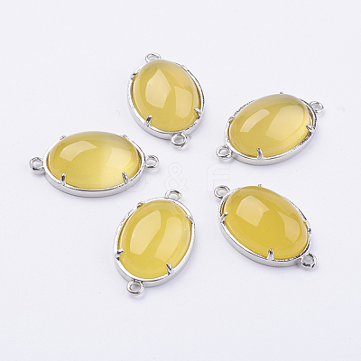 Brass Natural/Synthetic Gemstone Links connectors G-E398-03A-1