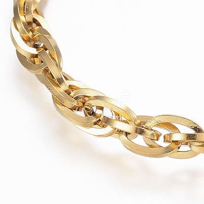 304 Stainless Steel Rope Chain Anklets AJEW-K016-05G-1