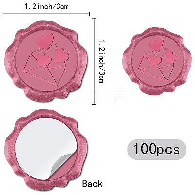 100Pcs Valentine's Day Adhesive Wax Seal Stickers DIY-CP0010-17C-1