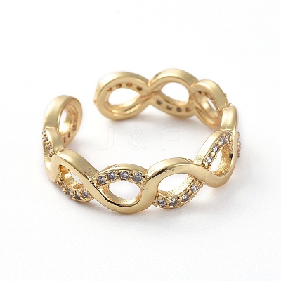 Brass Micro Pave Cubic Zirconia Cuff Rings RJEW-G096-14G-1