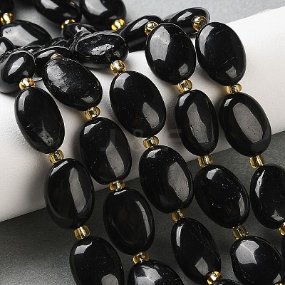 Natural Black Tourmaline Beads Strands G-H005-A17-02-1