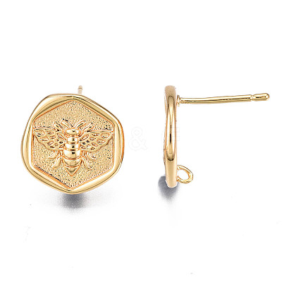 Brass Stud Earring Findings KK-T038-462G-1