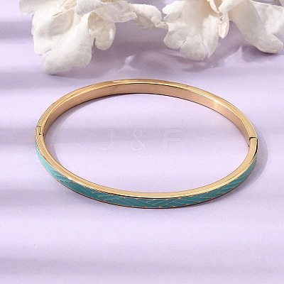 304 Stainless Steel Enamel Hinged Cuff Bangles for Women SA-CBAC920-15G-01G-1