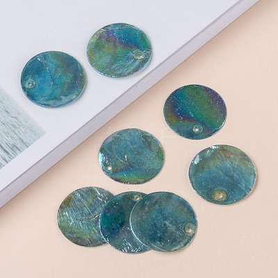 AB Color Plated Capiz Shell Pendants SSHEL-T008-01A-1