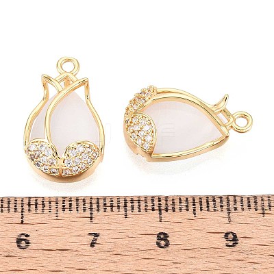 Brass Micro Pave Clear Cubic Zirconia Cat Eye Pendants KK-T071-16G-A01-1
