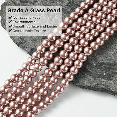 Eco-Friendly Dyed Glass Pearl Beads Strands HY-A008-6mm-RB085-1