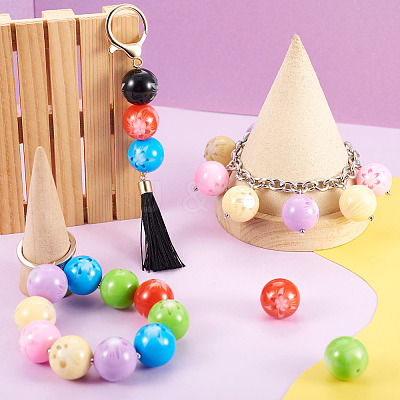 70Pcs 7 Colors Flower Opaque Resin Beads RESI-TA0001-55-1