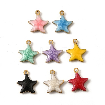 304 Stainless Steel Enamel Charms X-STAS-P405-01D-G-1