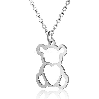 Non-Tarnish 201 Stainless Steel Pendant Necklaces NJEW-T009-JN127-40-1-1