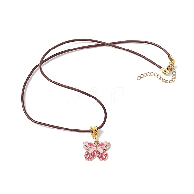 Alloy Enamel Butterfly Pendant Necklaces NJEW-JN04580-02-1