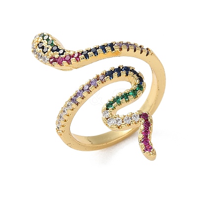 Brass Micro Pave Cubic Zirconia Cuff Rings X-RJEW-S044-049-1