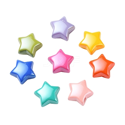 32Pcs 8 Colors Opaque Acrylic Beads MACR-YW0001-41-1