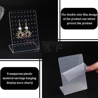 6Pcs Organic Glass Slant Back Jewelry Display Stands ODIS-CP0001-05-1