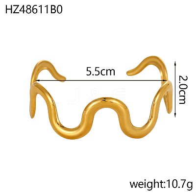 304 Stainless Steel Cuff Bangles for Women STAS-OY018-04G-1