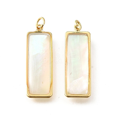 Natural White Shell & Epoxy Resin Pendants KK-E794-02G-08-1