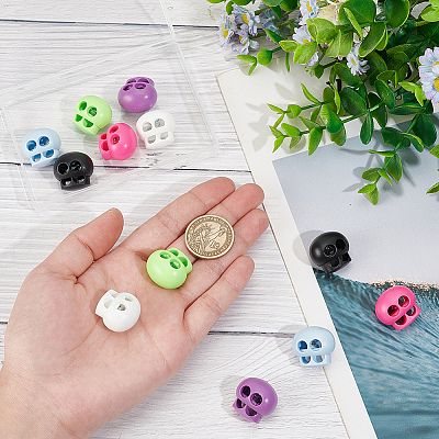 12Pcs 6 Colors Plastic & Iron Cord Locks FIND-WR0011-33-1