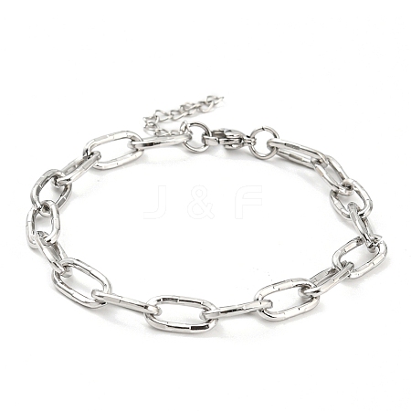 Tarnish Resistant 304 Stainless Steel Paperclip Chain Bracelets BJEW-M308-01P-1