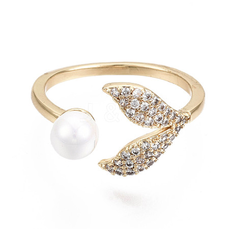 Brass Micro Pave Clear Cubic Zirconia Cuff Rings X-RJEW-N030-008-NF-1