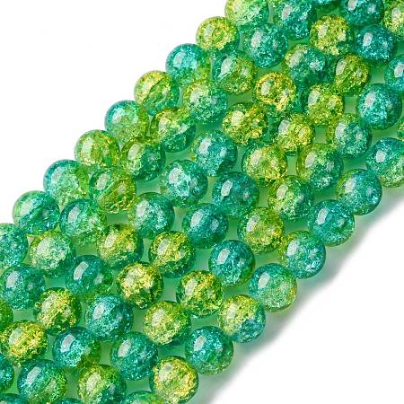 Spray Painted Crackle Glass Beads Strands CCG-Q002-12mm-07-1